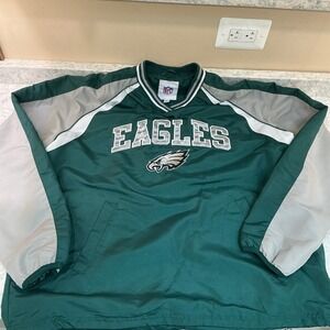 NFL Windbreaker Philadelphia Eagles G-III Large Green Pullover V-Neck Side-Zip